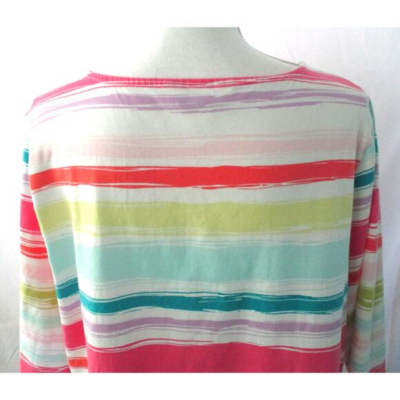 CJ Banks Women's Plus 3/4 Sleeve Multi Corlor Striped Shirt Size 1X - Picture 6 of 10
